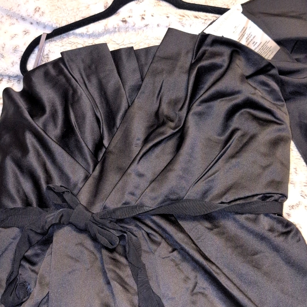Like New Black Strapless Satin Bridal Dress - Picture 2 of 5